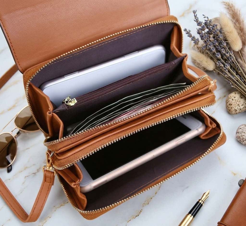 Haven & Loom Slim Wallet Crossbody - Cognac