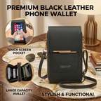 Haven & Loom Urban Phone Crossbody - Black Leather