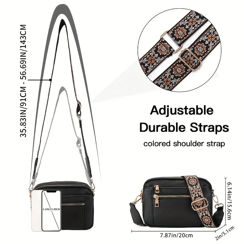 Haven & Loom Boho Camera Bag - Black Multi-Zip